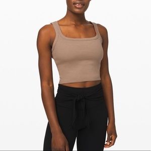 LULULEMON brown tan ribbed activewear crop top